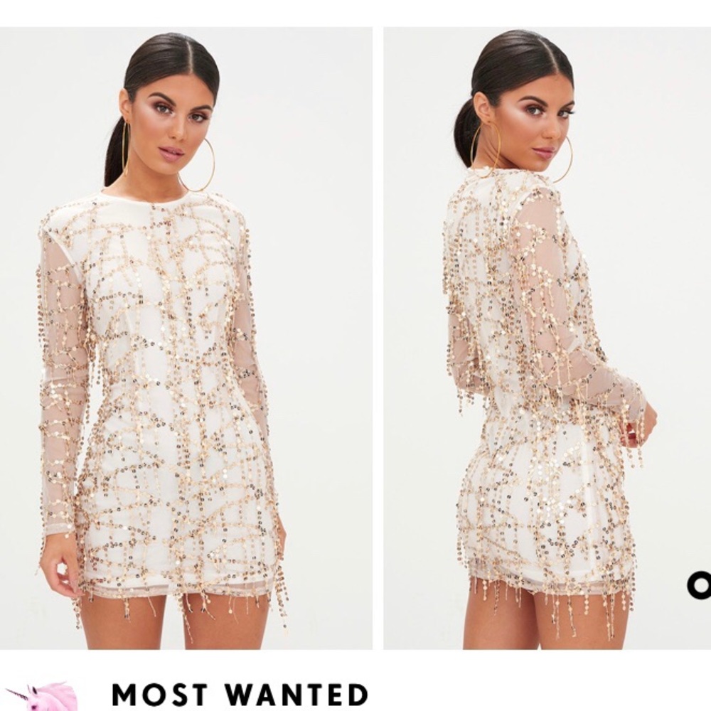 Rose gold sequence body con party dress